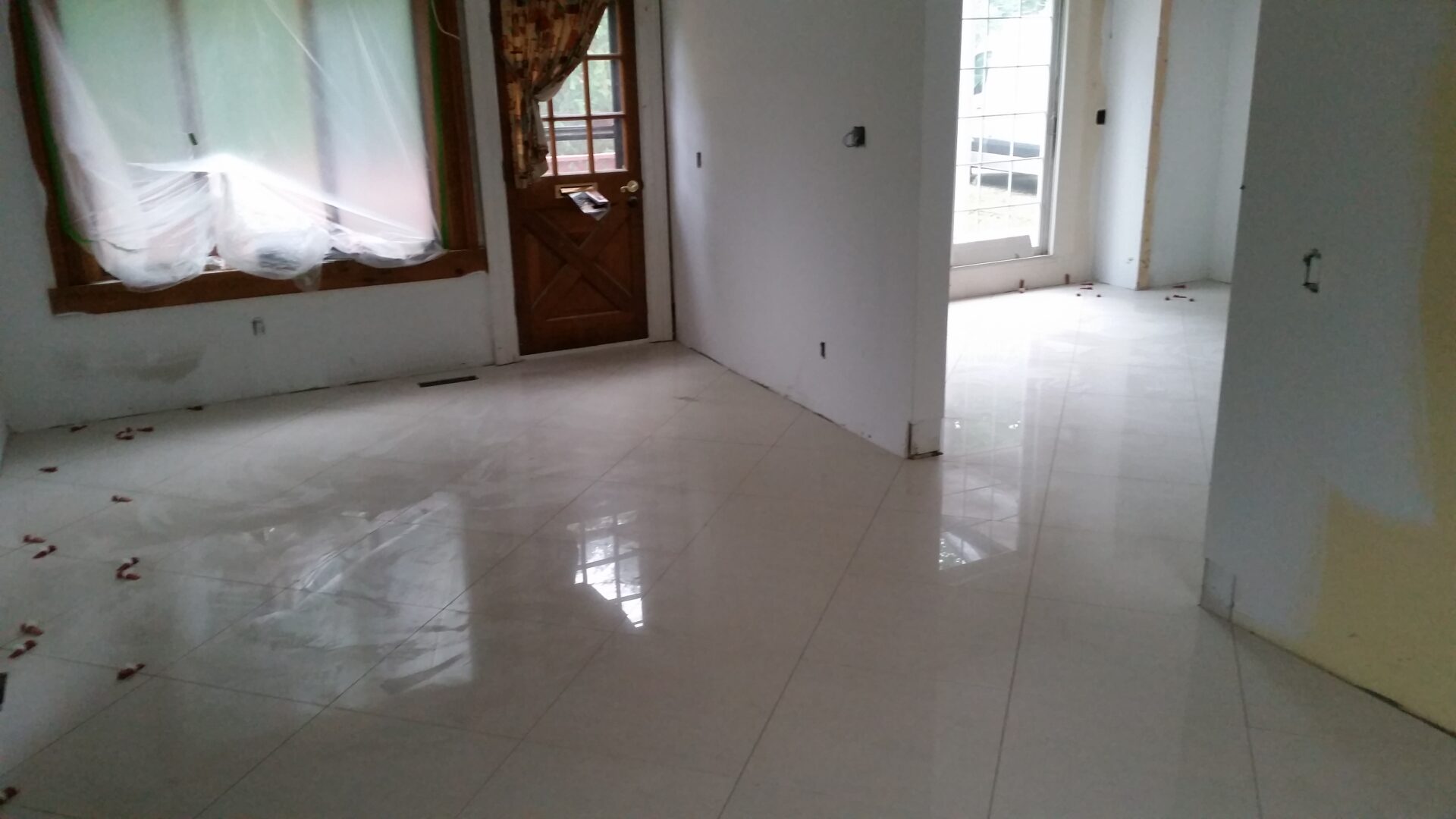 white wall and marble floor remodel